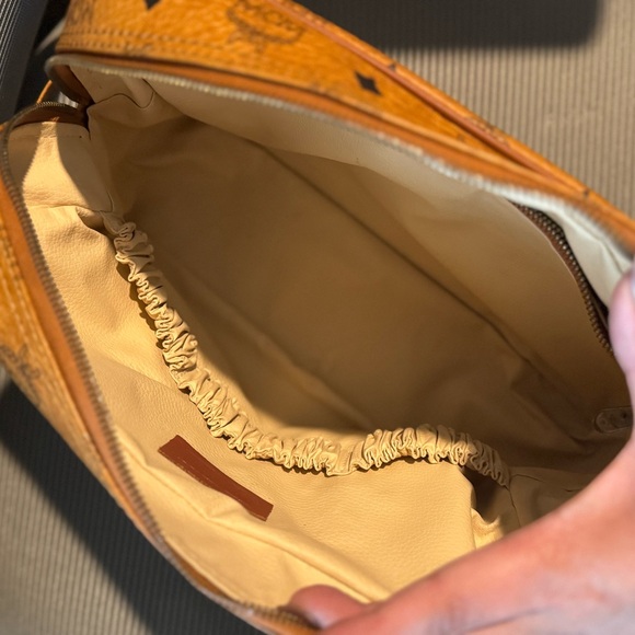 MCM Visetos Authentic Cosmetic Bag Monogram Logo Brown Clutch Bag Travel Pouch - Picture 2 of 10